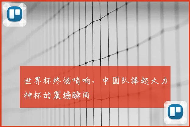 世界杯终场哨响,中国队捧起大力神杯的震撼瞬间